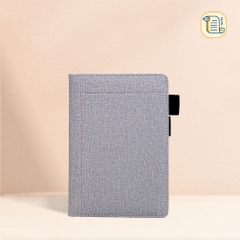 Sổ tay A5 kẻ ngang bìa da vân vải  70gsm, 200 trang, cài bút, để thẻ