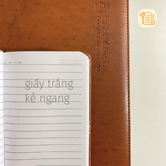 Sổ tay A6-A5-B5 kẻ ngang HAPPY DIARY bìa da 70gsm, 200 trang