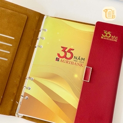 HÀNG ĐẶT Sổ còng ba khúc B5 kẻ ngang bìa da 70gsm,200 trang, ngăn phụ, cài bút