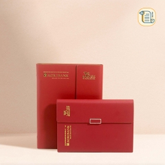 HÀNG ĐẶT Sổ còng ba khúc B5 kẻ ngang bìa da 70gsm,200 trang, ngăn phụ, cài bút