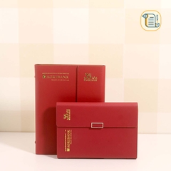 HÀNG ĐẶT Sổ còng ba khúc B5 kẻ ngang bìa da 70gsm,200 trang, ngăn phụ, cài bút