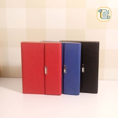 HÀNG ĐẶT Sổ còng ba khúc B5 kẻ ngang bìa da 70gsm,200 trang, ngăn phụ, cài bút