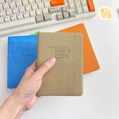 Sổ tay A6 kẻ ngang HAVEFUN space Journal bìa da PU vân gỗ 70gsm, 240 trang