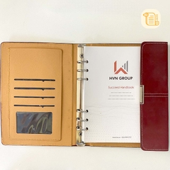 HÀNG ĐẶT Sổ còng ba khúc B5 kẻ ngang bìa da 70gsm,200 trang, ngăn phụ, khuy nam châm