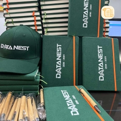 HÀNG ĐẶT Sổ A5 kẻ ngang bìa da vân vải in logo công ty 70gsm,200 trang