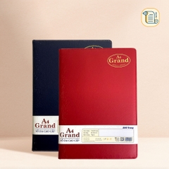 Sổ kẻ ngang A4 GRAND bìa da hoạ tiết chìm 70gsm, 500 trang