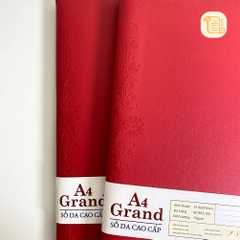 Sổ kẻ ngang A4 GRAND bìa da hoạ tiết chìm 70gsm, 500 trang