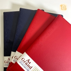 Sổ kẻ ngang A4 GRAND bìa da hoạ tiết chìm 70gsm, 500 trang