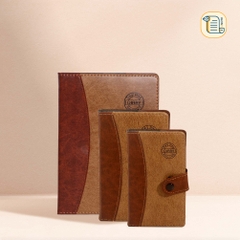 Sổ tay A6-A5-19,5x10,5 kẻ ngang DIARY bìa da khuy bấm tròn 70gsm, 200 trang, cài bút