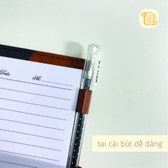 Sổ tay A6-A5-19,5x10,5 kẻ ngang DIARY bìa da khuy bấm tròn 70gsm, 200 trang, cài bút