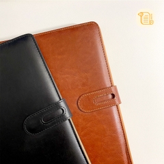 Sổ còng B5-A4 kẻ ngang bìa da 70gsm, 200 trang, cài bút, ngăn phụ