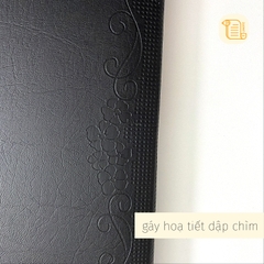 Sổ kẻ ngang KT9 bìa da hoạ tiết chìm 70gsm, 200 trang, cài bút, để thẻ