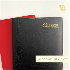 Sổ kẻ ngang KT9 bìa da hoạ tiết chìm 70gsm, 200 trang, cài bút, để thẻ