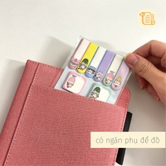 Sổ tay A5 kẻ ngang bìa da vân vải  70gsm, 200 trang, cài bút, để thẻ