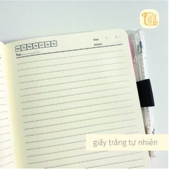 Sổ tay A5 kẻ ngang bìa da vân vải  70gsm, 200 trang, cài bút, để thẻ