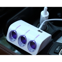 Tẩu Chia Sạc Ô Tô Olesoon – 3 Ổ Cắm Tẩu + 2 Cổng USB ,An Toàn, Cao Cấp