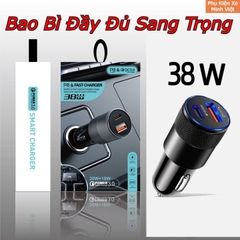 Tẩu Sạc Ô Tô Nhanh PD + QC3.0 – Hợp Kim Nhôm Cao Cấp, Sạc 2 Cổng Nhanh