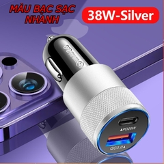 Tẩu Sạc Ô Tô Nhanh PD + QC3.0 – Hợp Kim Nhôm Cao Cấp, Sạc 2 Cổng Nhanh