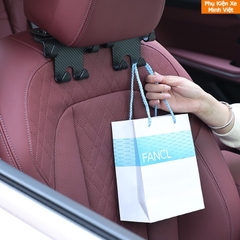 Móc treo đồ ô tô kiêm giá đỡ điện thoại – Bộ 4 móc vân carbon đa năng