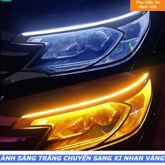 Bộ 2 Dải Đèn LED Mí Ô Tô Xe Máy Tích Hợp Xi Nhan Chạy Đuổi – Silicon Dẻo Chống Nước