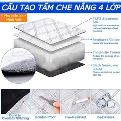 Tấm Bạt Che Nắng Kính Lái Ô Tô 5 Lớp Cao Cấp, Có Chụp Gương
