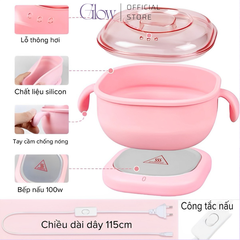 Combo Nồi Nấu Sáp Wax Lông Silicone Chống Dính + 100gr Sáp Premium Siêu Bám Lông Tặng Que Phết Sáp CHE TÊN - 1092