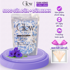 Sáp Wax Lông Sữa Dừa Mix Dừa Xanh Premium GLOW WAXING Mùi Thơm Nhẹ Siêu Bám Lông Siêu Sạch Tặng Que Gỗ