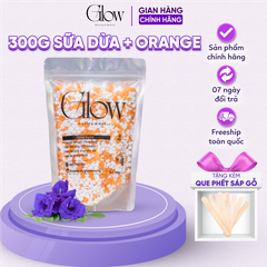 Sáp Wax Lông Nóng Sữa Dừa Orange Cao Cấp GLOW WAXING Siêu Bám Lông Thân Thiện Với Làn Da Tặng Que Gỗ CHE TÊN SẢN PHẨM