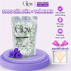 Sáp Wax Lông Trà Xanh Mix Sữa Dừa Premium Siêu Bám Lông Chuyên Dùng Wax Nách, Bikini GLOW WAXING Tặng Que Phết Sáp