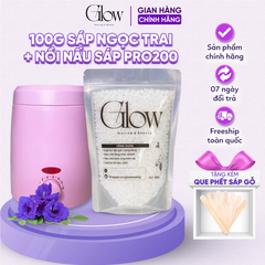 Combo 100gr Sáp Ngọc Trai Premium + Nồi Nấu Sáp Wax Lông Chống Dính Mini 200 GLOW WAXING