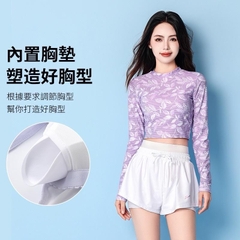 Bộ Bơi Croptop nữ áo tím dài tayH97