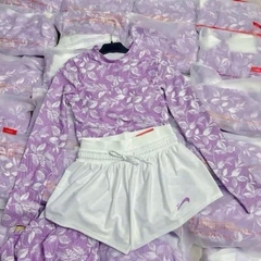 Bộ Bơi Croptop nữ áo tím dài tayH97
