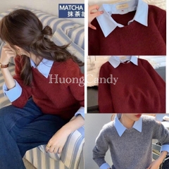 Áo Len cổ sơ mi cho nữ QCCCH96