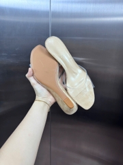Dép Z quai trong suốt đế xuồng da lộn cao 5cm[850] [TL]/H602/