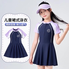 Váy bơi liền thân YLike bé gái lớn hai đường kẻ trắng QCCCH82