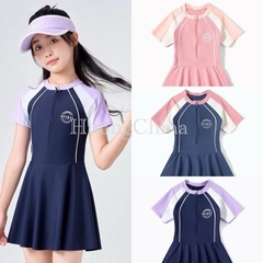 Váy bơi liền thân YLike bé gái lớn hai đường kẻ trắng QCCCH82