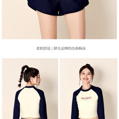 Bộ Bơi nữ áo Crop Ylike QCCC đen/trắngH81