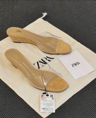 Dép Z quai trong suốt đế xuồng da lộn cao 5cm[850] [TL]/H602/
