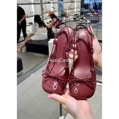 Giày CK nơ mũi tròn góc hở gót FULLBOX(lùi 1sz-hàng sẵn)H158