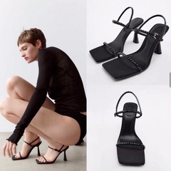 Sandal quai mảnh đá đen Zr[full box] 9cm [HÀNG SẴN-lùi 1 size]H397