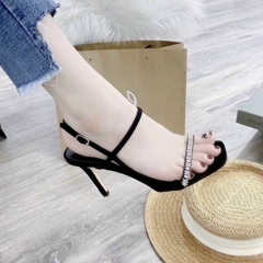 Sandal C.N.K cao gót quai Da Lộn Phối đá Lấp lánh(HÀNG SẴN)H315