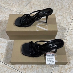 Guốc ZR Quai Đá Đen Dây Mảnh Full BoxH341