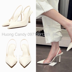 Giày Cao Gót ZR Trắng Phối trong Mica Cao 8.5cm FullboxH325