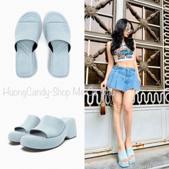 Dép Sandal Cao Gót Denim Xanh Dương Zar [Full box][Hàng Đẹp]H322