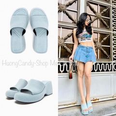 Dép Sandal Cao Gót Denim Xanh Dương Zar [Full box][Hàng Đẹp]H322