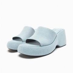 Dép Sandal Cao Gót Denim Xanh Dương Zar [Full box][Hàng Đẹp]H322