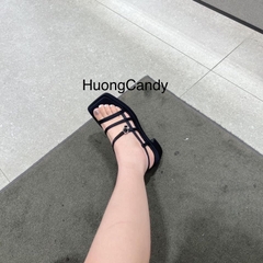 [Sẵn]Sandal CK Dây đen gót vuông cao 5cm FULLBOX[chân mảnh nên lùi 1sz][sẵn hàng]H306