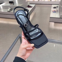 [Sẵn]Sandal CK Dây đen gót vuông cao 5cm FULLBOX[chân mảnh nên lùi 1sz][sẵn hàng]H306