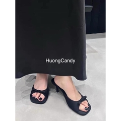 Guốc đính Nơ đen nhỏ (8cm) FullBox[ SẴN hàng]H286