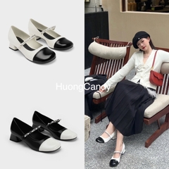 Giày CK quai xích phối ngọc Vintage 5cm[FULL BOX]H279